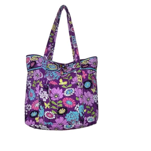 Vera Bradley RARE Flutterby XL Tote Bag Multicolor Floral Design - Picture 1 of 5